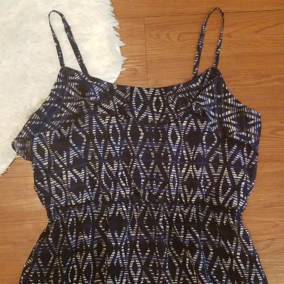 GAP Large Sheer Blue Geometric Summer Dress - Picture 2 of 8